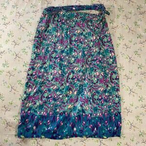 VTG Hawaiian Butterfly Floral Sarong Wrap Skirt Multicolor M Fairy Beach Swim